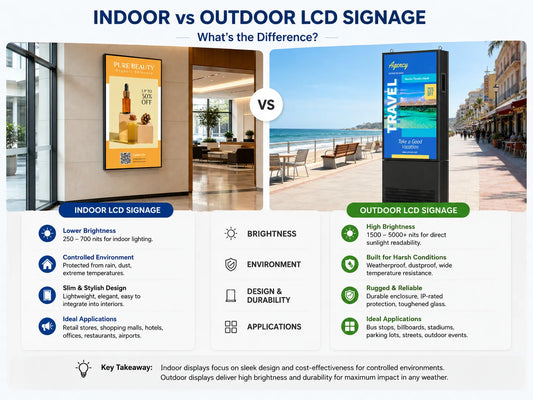 Indoor vs Outdoor Digital Signage Comparison – VMision LCD Display Solutions