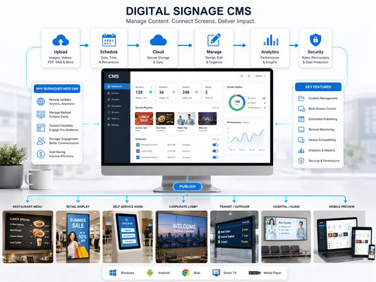 What is Digital Signage CMS - Cloud-based Content Management for Business Displays