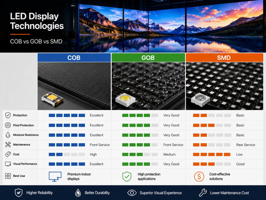 LED Chip Technology Comparison - COB vs GOB vs SMD for Digital Signage Displays