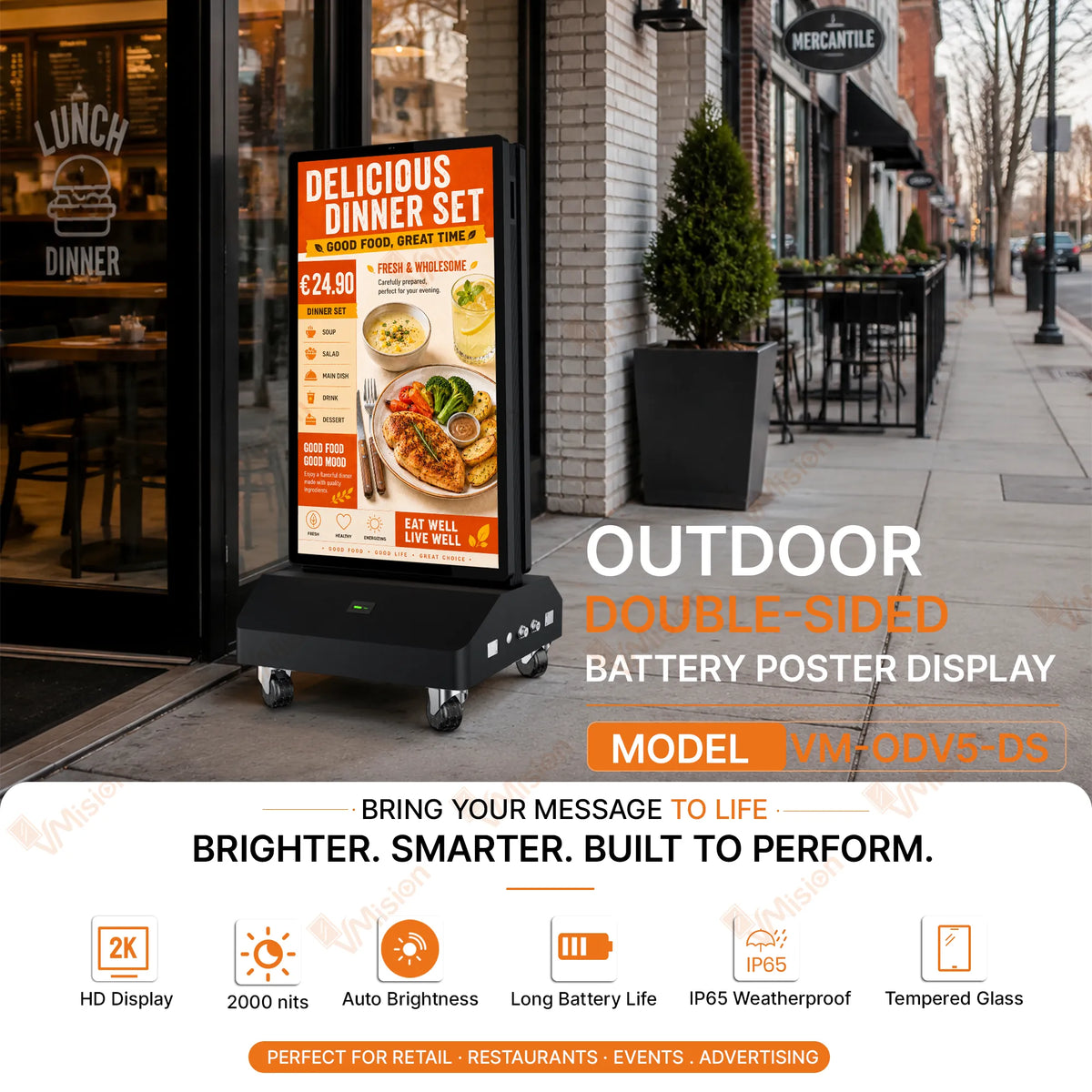 VM-ODV5-DS Outdoor Double Side Battery Poster Display