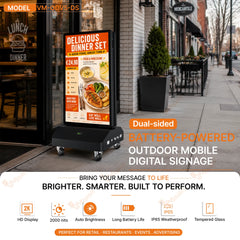 VM-ODV5-DS Outdoor Battery-Powered Mobile Digital Signage – Dual-Sided