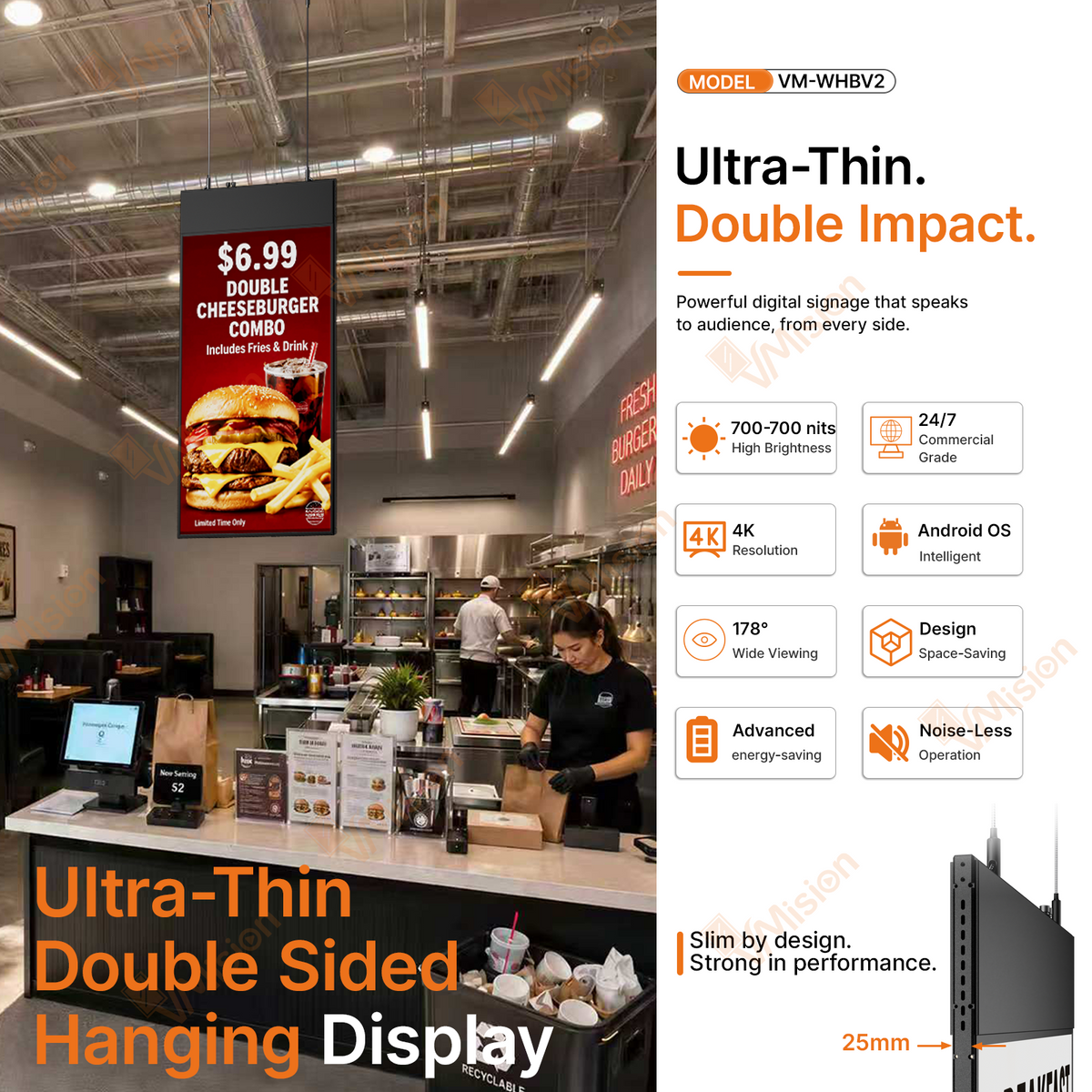 VM-WHBV2 Double-sided Hanging Digital Signage